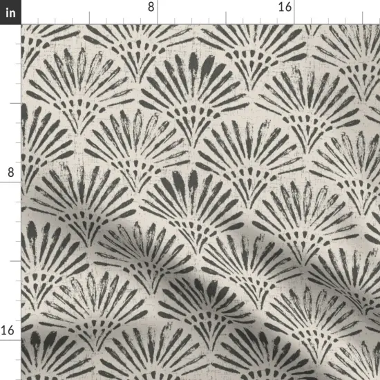 Various Fabrics by the Yard or Fat Quarter Art Deco Scallop Black Tan Geometric Arches Boho Weathered Block Print 1920S Custom Printed Fabric by Spoonflower {2}
