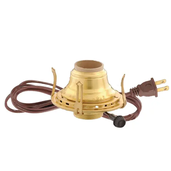 Lehman's Brass #2 Electric Converter Burner for Oil Lamps with Brown Cord {1}