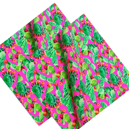 Cactus Leaves Printed Spandex Fabric Width 55/56" {7}