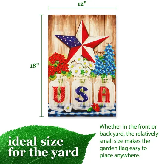 G128 USA Star Flowers Garden Flag 12x18 In Double Sided Independence Day Yard Garden Lawn Decoration {4}