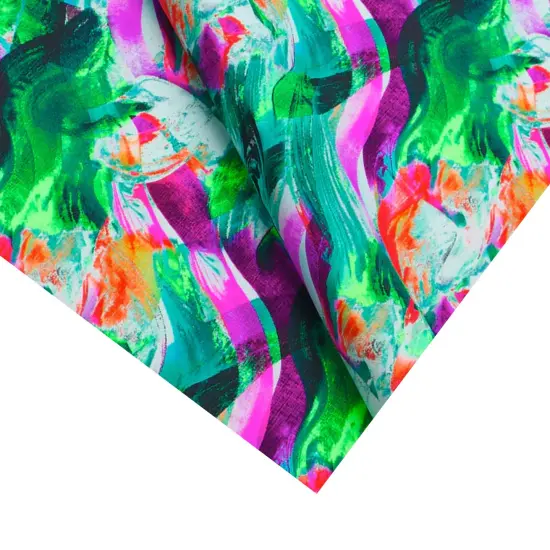 Paintbrush Strokes Printed Spandex Fabric Multicolor {7}