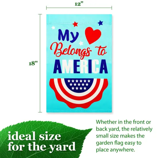 G128 Heart America Belongs Garden Flag 12x18 In Double Sided Independence Day Yard Garden Lawn Decoration {4}