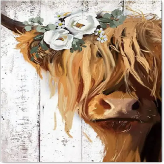 DIY Paint by Number for Adults Beginner Highland Yak Painting Numbers Paint Kits Canvas DIY Arts Crafts for Home Decor 16x20 Inch Without Frame {1}