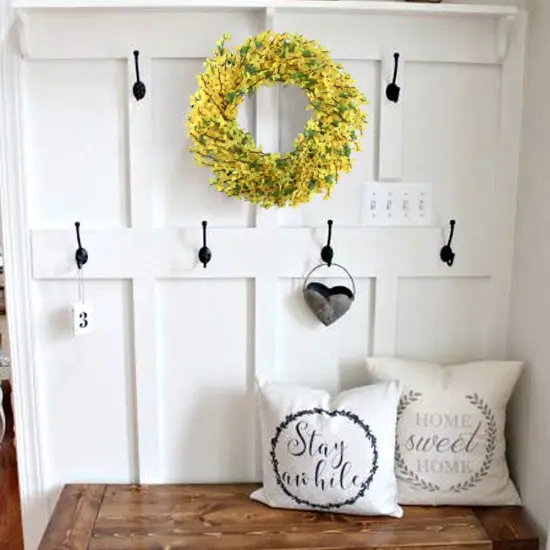 Spring Forsythia Wreath Yellow Flower Wreath Artificial Front Door Wreath with Grapevine Garland Greenery Wreath for Home Indoor Wall Farmhouse Outdoor Garden Office Wall Wedding Decor {1}
