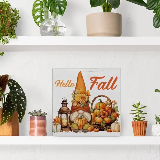 Fall Home Decor Autumn Gnome Pumpkin Wood Plaque(2-faLL) {4}