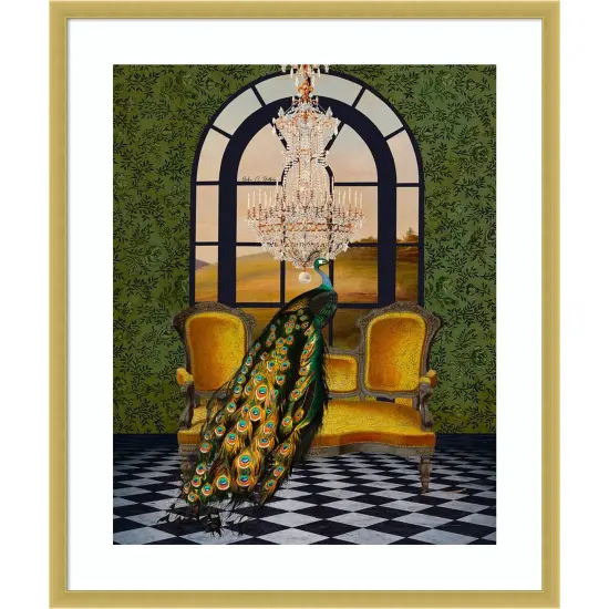 Peacock Extravaganza by Erika C. Brothers Wood Framed Wall Art Print {1}