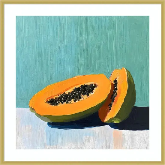 Blue Papaya II by Walker Noble Wood Framed Wall Art Print {1}