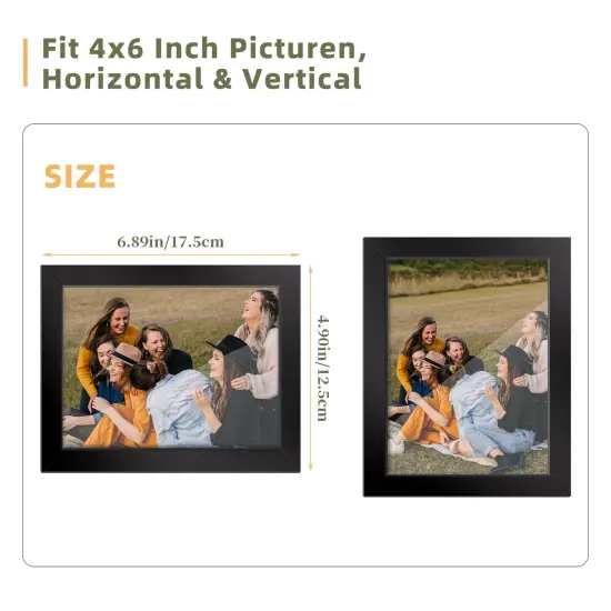 4x6 Picture Frame Set of 5, Photo Frames for 4x6 Pictures Wall Gallery Black 4x6 Frames Tabletop or Wall Mount Display for Prints, Photos, Paintings, Landscape and Kids Artwork (Black) {6}