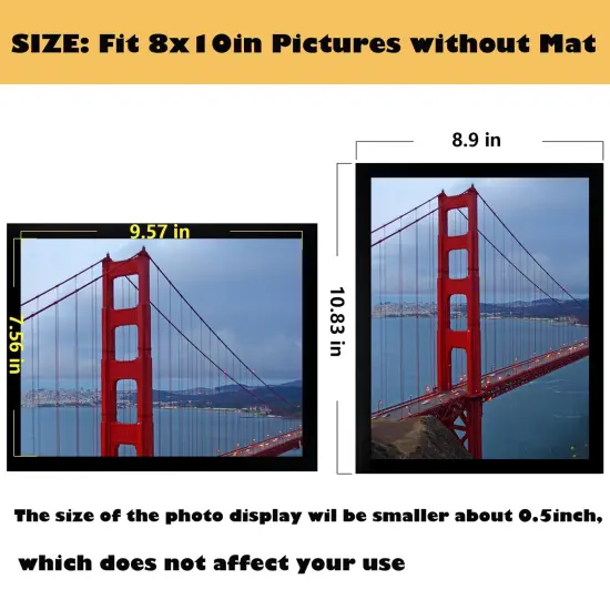 8x10 Picture Frame Wall Hanging Photo Frame, Black, 5 Pack {5}