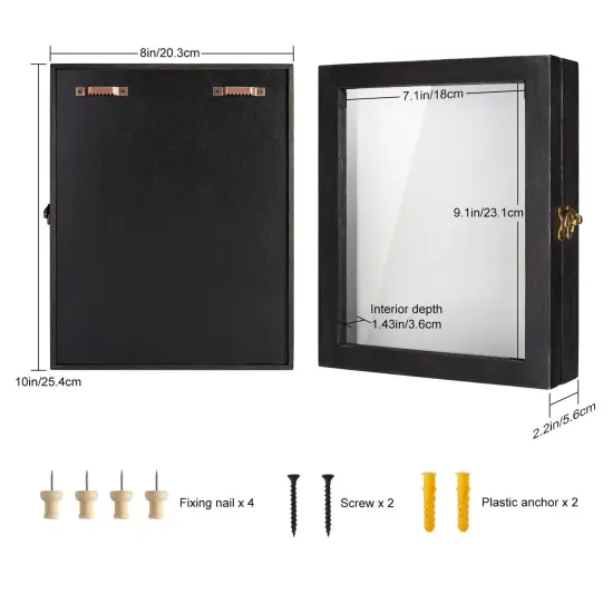 Shadow Box for Flowers 8 x 10 Shadowbox Display Case Picture Frame with Glass Window Door Wedding Bouquet Memorabilia Medals Military Photos Memory Box for Keepsakes - Rustic Black {1}
