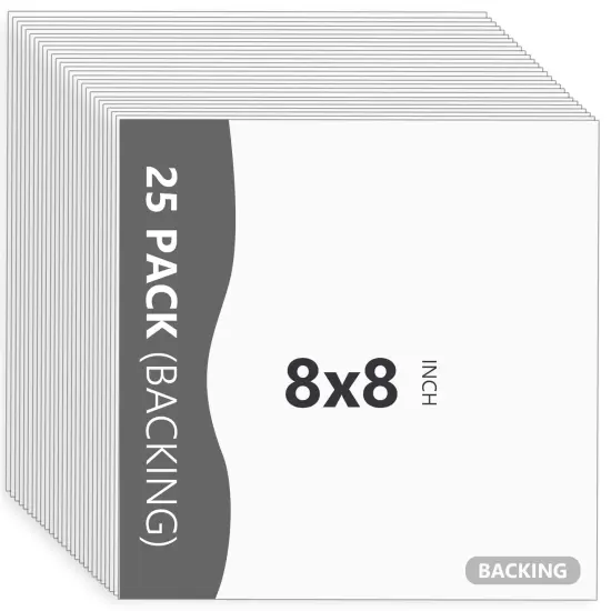 25 Pack Backing Boards Only - 8x8 Uncut White Mats Matboards, Acid Free & White Core Backerboards, Ideal for Photos/Pictures/Prints/Frames/Arts {1}