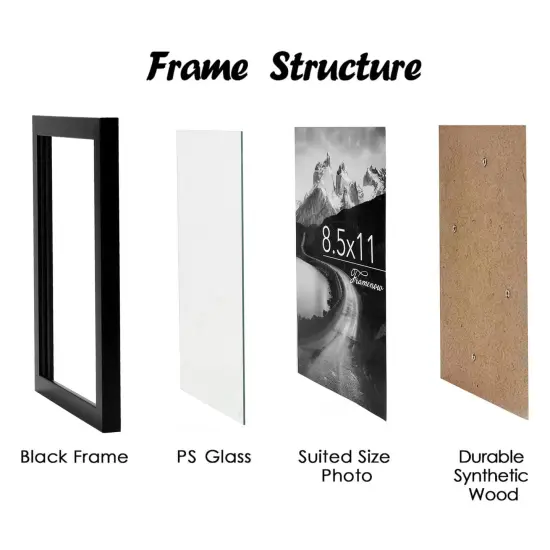 Framenow,8.5x11 Picture Frames Set of 3, Made of Real High Definition Glass and Solid Frame to Display Certificate or Pictures 8.5x11,To Wall and Tabletop Mounting, black. (8.5x11'') {6}