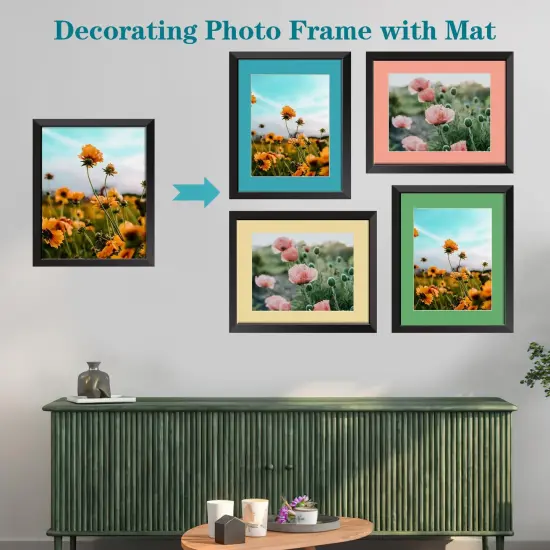 ZBEIVAN 12 Packs Mixed Colors 11x14 Picture Frame Mats for 8.5x11 Photos, Artworks and Prints, White Core Bevel Cut Frame Mattes {3}