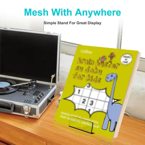 Acylic Upright Display Stand, 6PC 4 Inch Clear Display Holder Easel Base Picture Frame for Home Office School Store to Display Book, Vinyl Record, Album, LP Cover, Artworks, CDs {2}