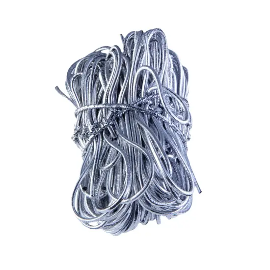 JewelrySupply 6" Silver Metallic Pre-Tied Stretch Loops Pre-Tied Elastic Bows (Package of 50) {2}