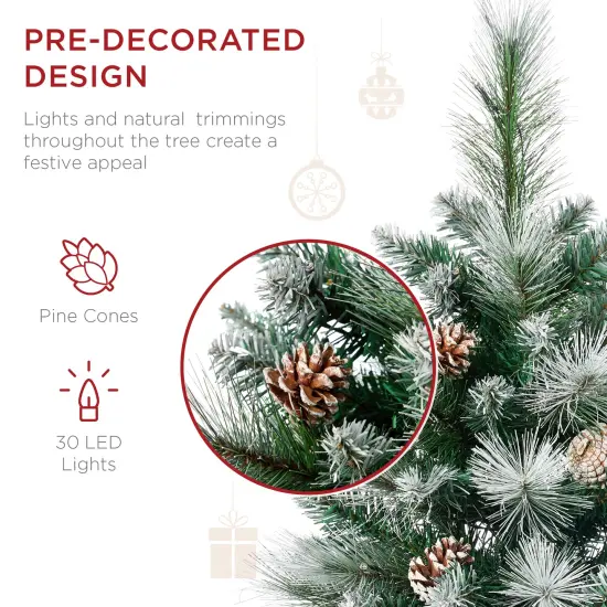 Best Choice Products Set of 2 24.5in Outdoor Pathway Christmas Trees Decor w/ LED Lights Frosted {5}