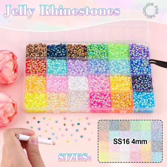 12600Pcs Mixed-Color 4mm Flatback Resin Rhinestones with Glue {2}