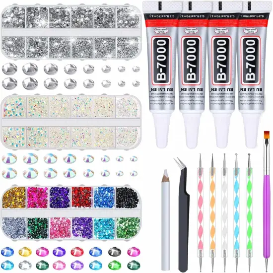 Jewelry Glue with Rhinestones for Crafts - 6300Pcs Rhinestones {1}