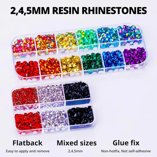 7500Pcs Rainbow Flatback Rhinestones with B7000 Glue &ndash; Multicolor (2&ndash;5mm) {3}