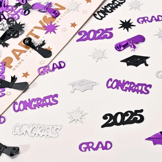 2025 Graduation Confetti - Purple, Silver, Black {6}