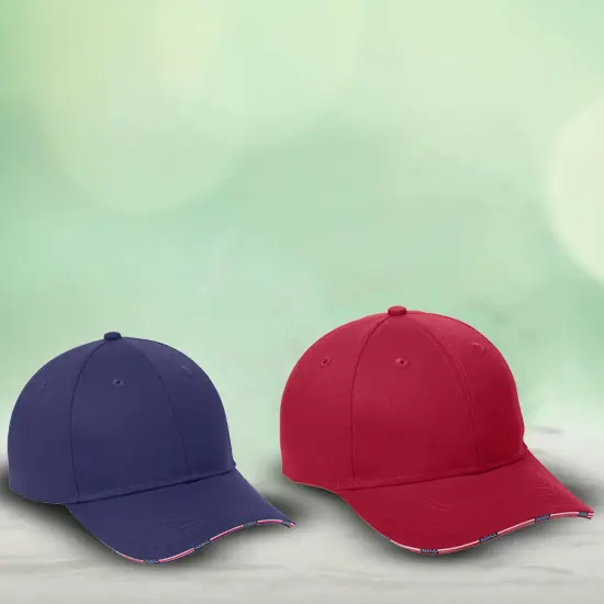 Port Authority&reg; Americana Flag Sandwich Cap, Low Profile Structured Cotton Twill Hat with Hook and Loop Closure Oyster {6}