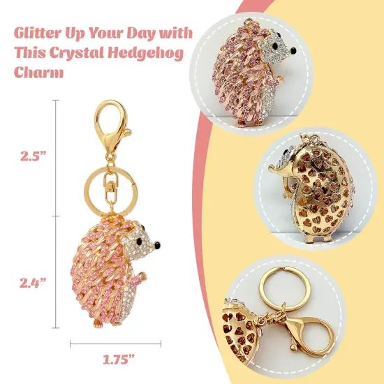 Wrapables Crystal Bling Keychain, Keyring Purse Handbag Pendant Charm, Rose Gold Hedgehog {2}