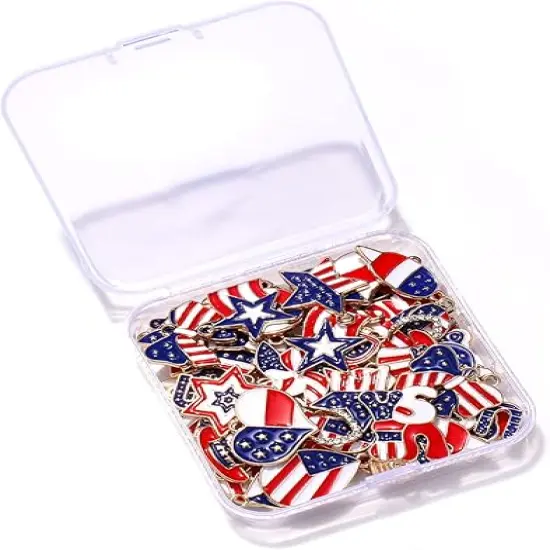 60PCS Patriotic Charms 4th of July Pendants for Jewelry Making {5}