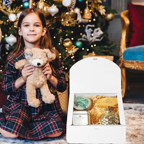 10 PCS Gift Boxes with Lids, 10.6x7.8x3.1 Inch Kraft Paper Gift Box, White with Ribbon, Bridesmaid Proposal Box for Wedding, Packaging, Present, Birthday, Cupcake {2}