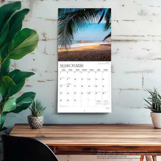 Beaches | 2026 12 x 24 Inch (Hanging) Monthly Square Wall Calendar | Foil Stamped Cover {5}