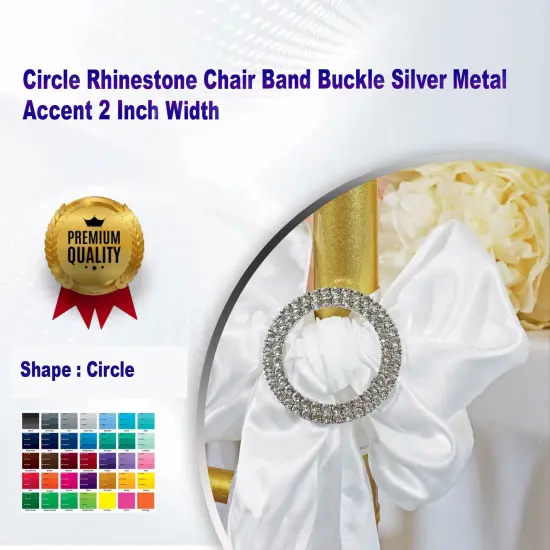Circle Rhinestone Chair Band Buckle Silver Metal Accent 2 Inch Width {1}