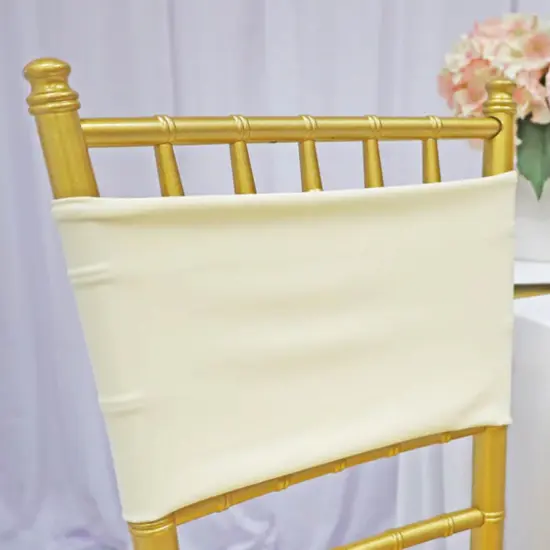 10 Pieces Soft Ivory Stretch Spandex Chair Bands 7 x 13 Inches {4}