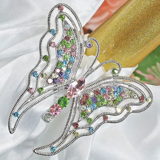 Butterfly Rhinestone Chair Sash Buckle Silver Metal Accent 2 Inch Width {4}