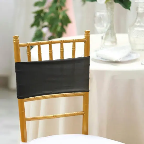 10 Pieces Classic Black Stretch Spandex Chair Bands 7 x 13 Inches {3}