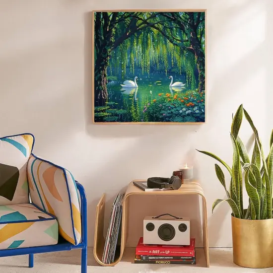 5D Diamond Painting Kits for Adults Beginners,DIY Swan Diamond Art Kits,Flowers Suitability Friends Full Round Drill Diamonds Dots Gem Art Home Wall Decor 14x14inch {4}