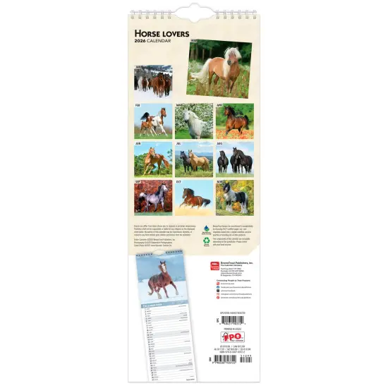 Horse Lovers | 20265.7 x 16.5 Inch (Hanging) Monthly Slimline Wall Calendar {2}
