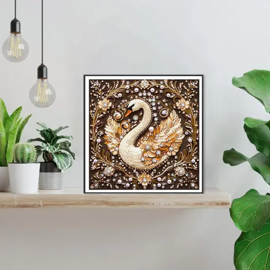 Diamond Painting Swan Flower Diamond Art Kits for Adults, Special Shaped Rhinestone Diamond Painting Kit for Beginner, Partial Drill Gems Art Craft for Home Wall Decor 12x12 inch {3}