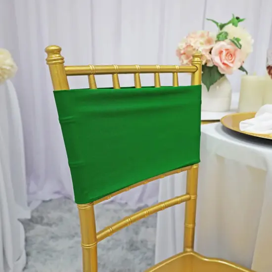 10 Pieces Emerald Green Stretch Spandex Chair Bands 7 x 13 Inches {2}