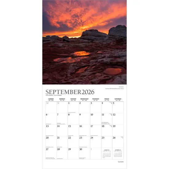 Sunsets | 2026 12 x 24 Inch (Hanging) Monthly Square Wall Calendar | Foil Stamped Cover {4}