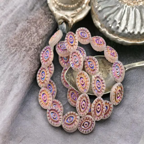 *10* 14x11mm Metallic Volcano Washed Matte Crystal Mystic Eye Beads {2}