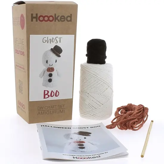 Hoooked Amigurumi DIY Kit W/Eco Barbante Yarn-Ghost Boo {1}