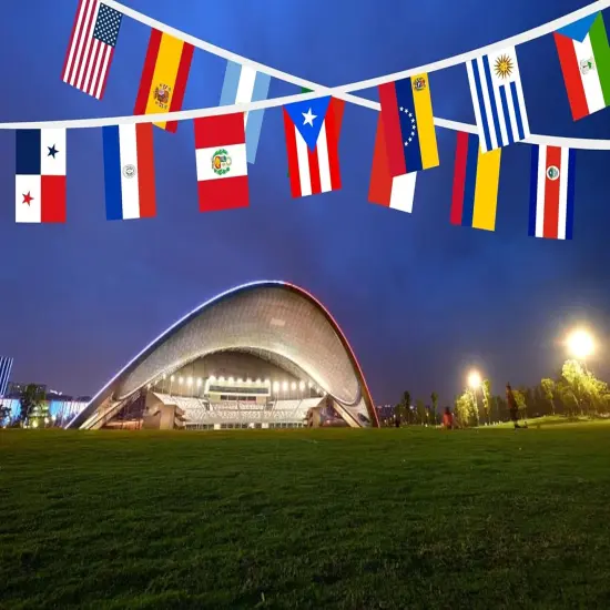 2 Sets Latin America Flags Banner String - 60 Ft 44 Flags {3}