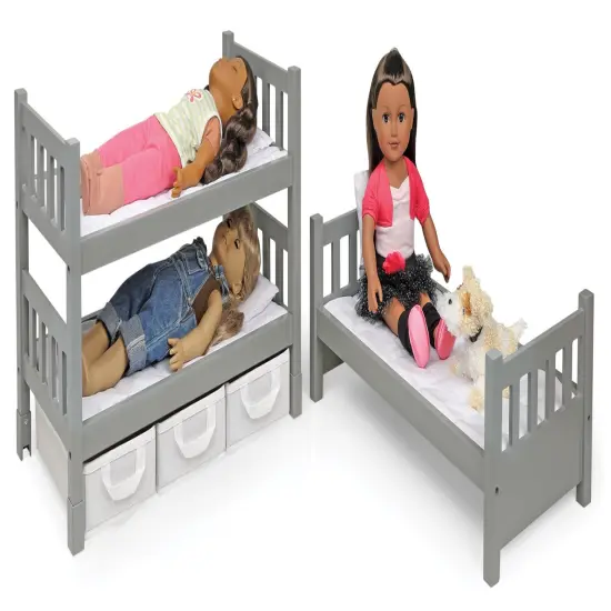 Badger Basket 1-2-3 Convertible Doll Bunk Bed with Baskets and Free Personalization Kit- Executive Gray {6}