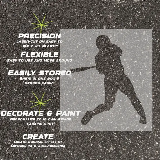 Softball Player Parking Space Stencil | High School Senior Parking Spot Stencil | Reusable Stencil | Stencil Ease | {3}