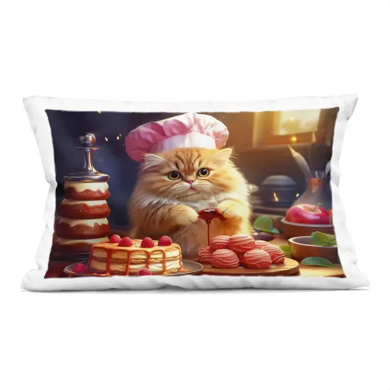 Stupell Industries Fluffy Baker Cat Indoor Pillow, 14 x 7 x 20 {1}