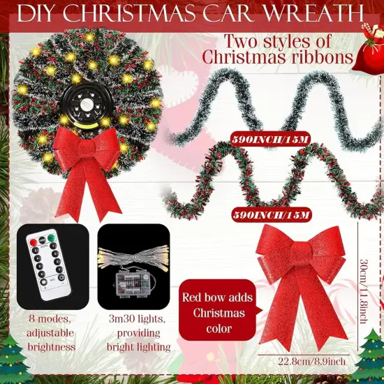 6 Pcs 98.4 ft Christmas Garland Car Spare Tire Decoration Car Wreath with Light {2}
