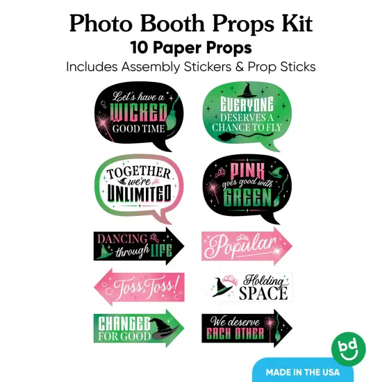 Big Dot of Happiness Funny Witch Photo Props, Pink and Green Birthday or Halloween Party Decoration, Photo Booth Props Kit &ndash; 10 Count Selfie Sticks {5}