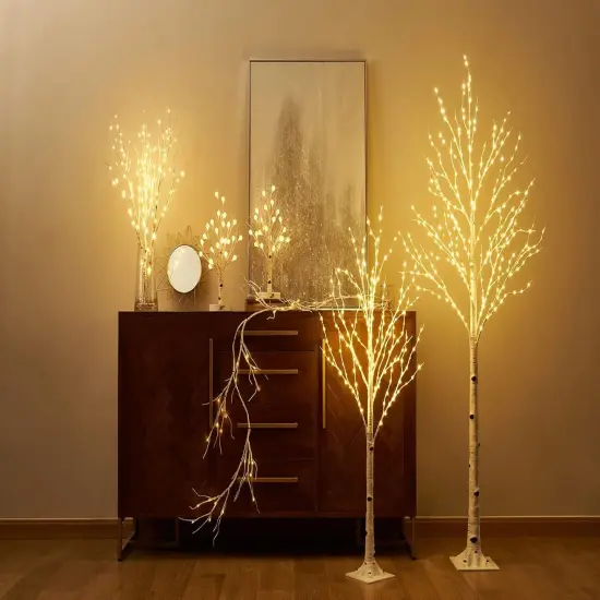 Lighted Birch Garland 6FT 48 LED Battery Operated with Timer {3}