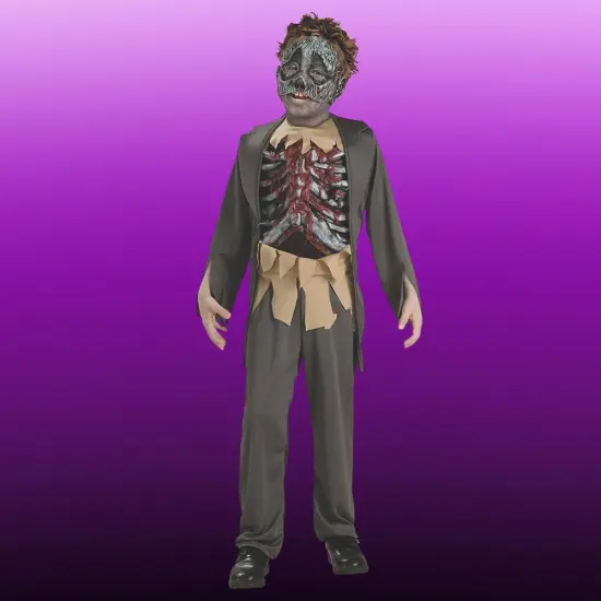 Boys Corpse Halloween Costume with Shirt Mask and Chest Detail {3}