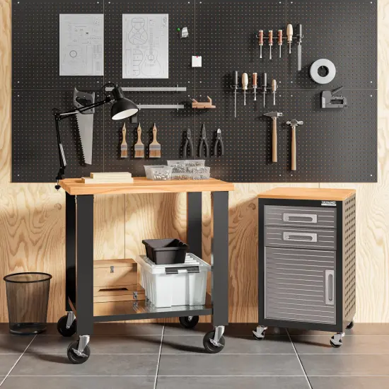 Seville Classics UltraHD Rolling Workstation, 36" W x 24" D x 37.5" H Granite {8}