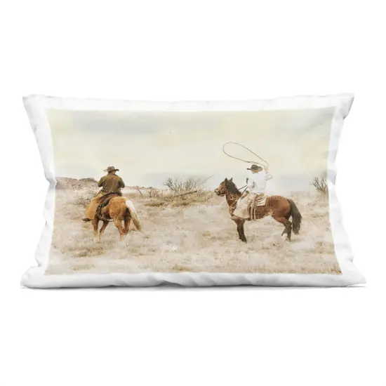 Stupell Industries Wrangling Cowboys Western Pair Indoor Pillow, 14 x 7 x 20 {1}